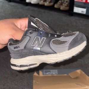 New Balance Kids Gray and Black 2002R Velcro Sneaker